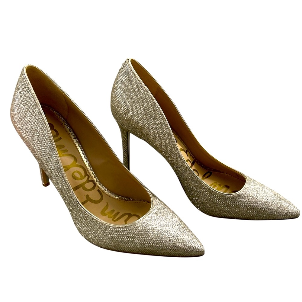Sam Edelman Hazel Pointed Toe Gold Mesh Stiletto Pumps Heels Women’s Size 8 1/2M